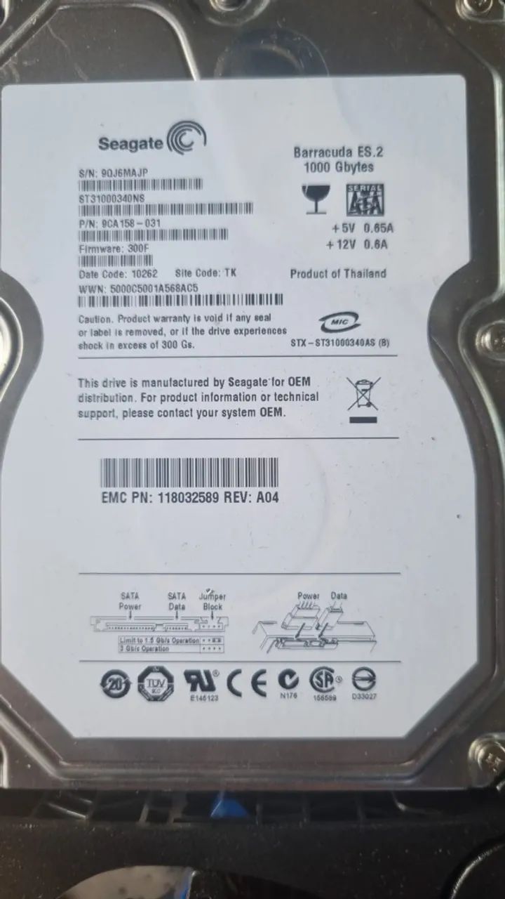 Hd seagate 1tb 7.2k sata