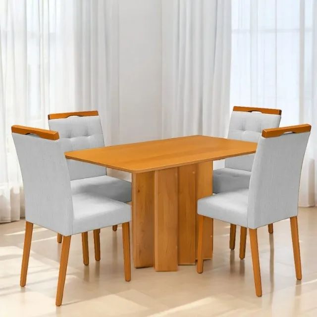 Mesa Recife 120 Cinamono Laminado com 4 Cadeiras Sophia