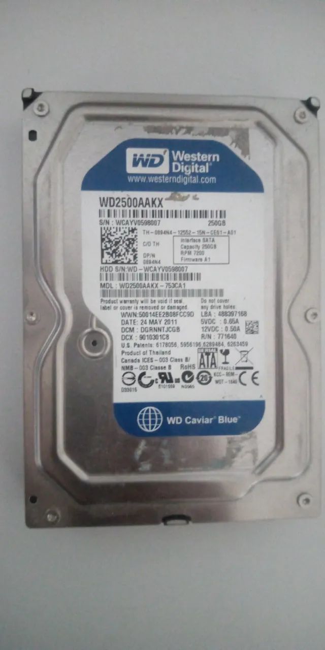disco rígido Hd 250gb Western Digital Sata Pc