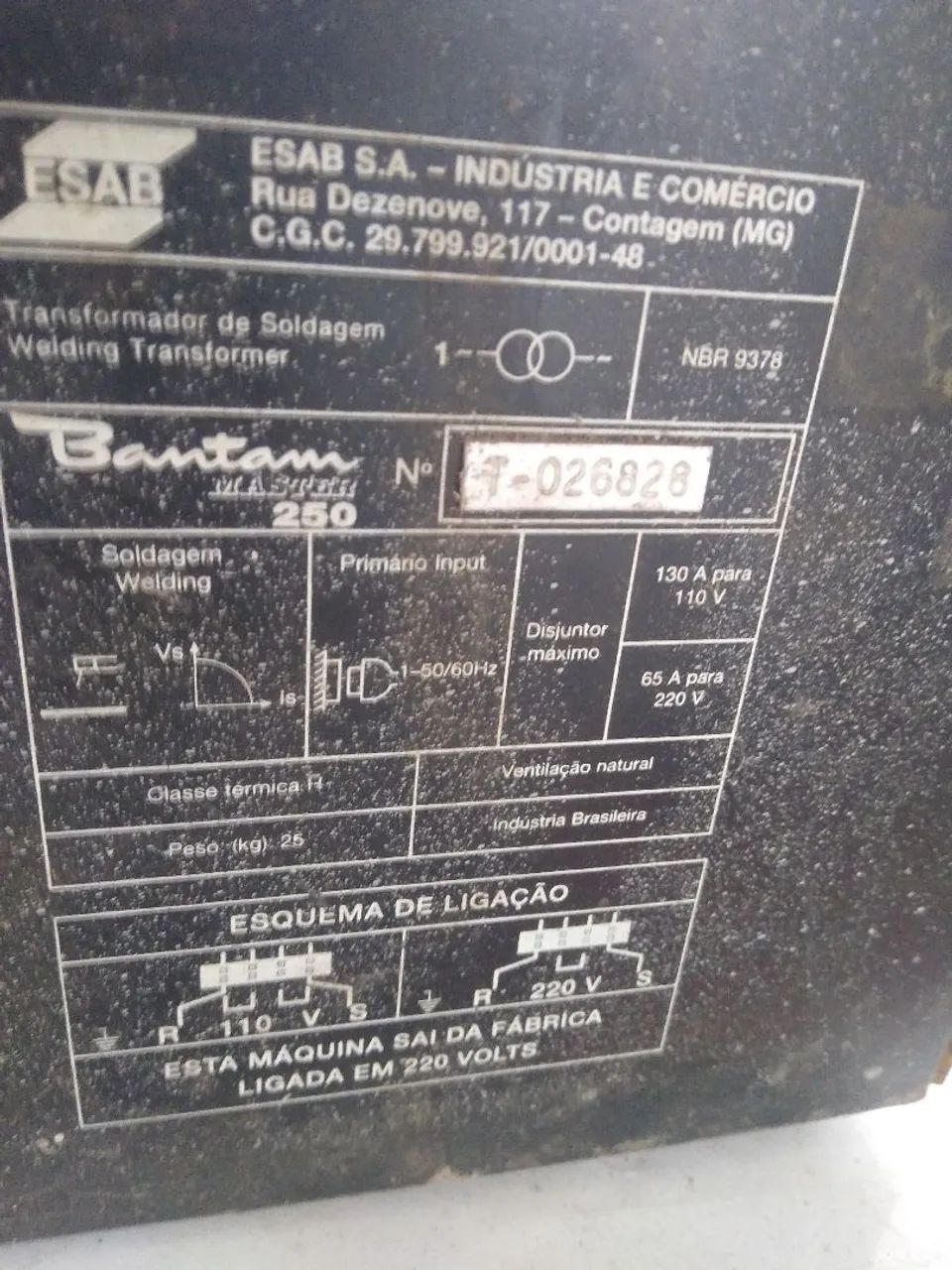 Máquina de Solda Transformador ESAB Bantam Master 250A - Alta Durabilidade64850410234881122