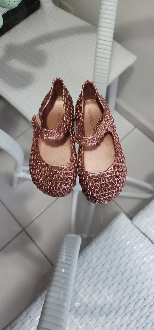 Sapatinho Melissa Infantil Rosa Dourado