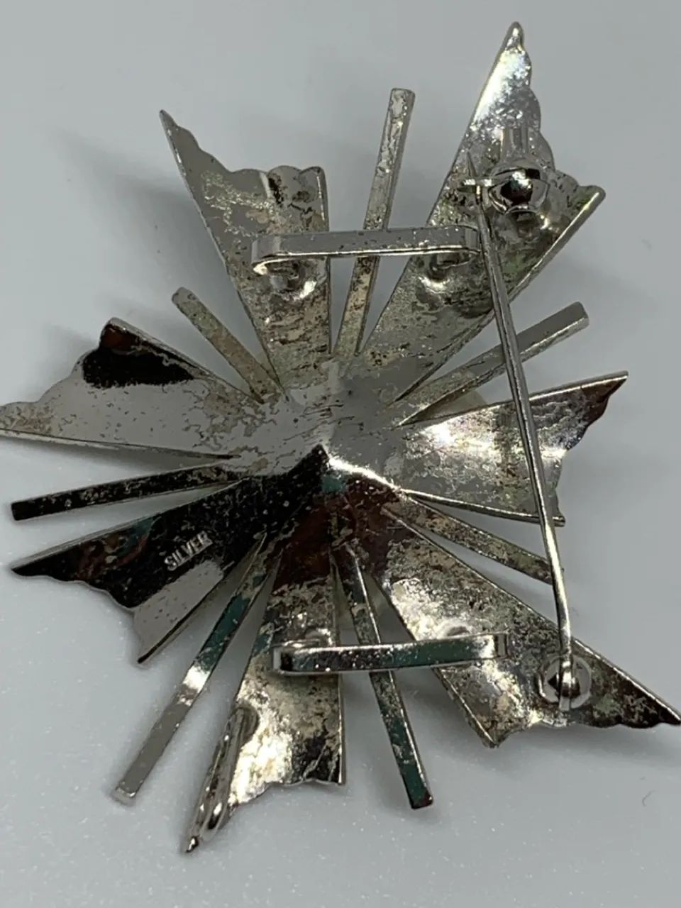 Broche de pérola Vintage prata - Foto 3