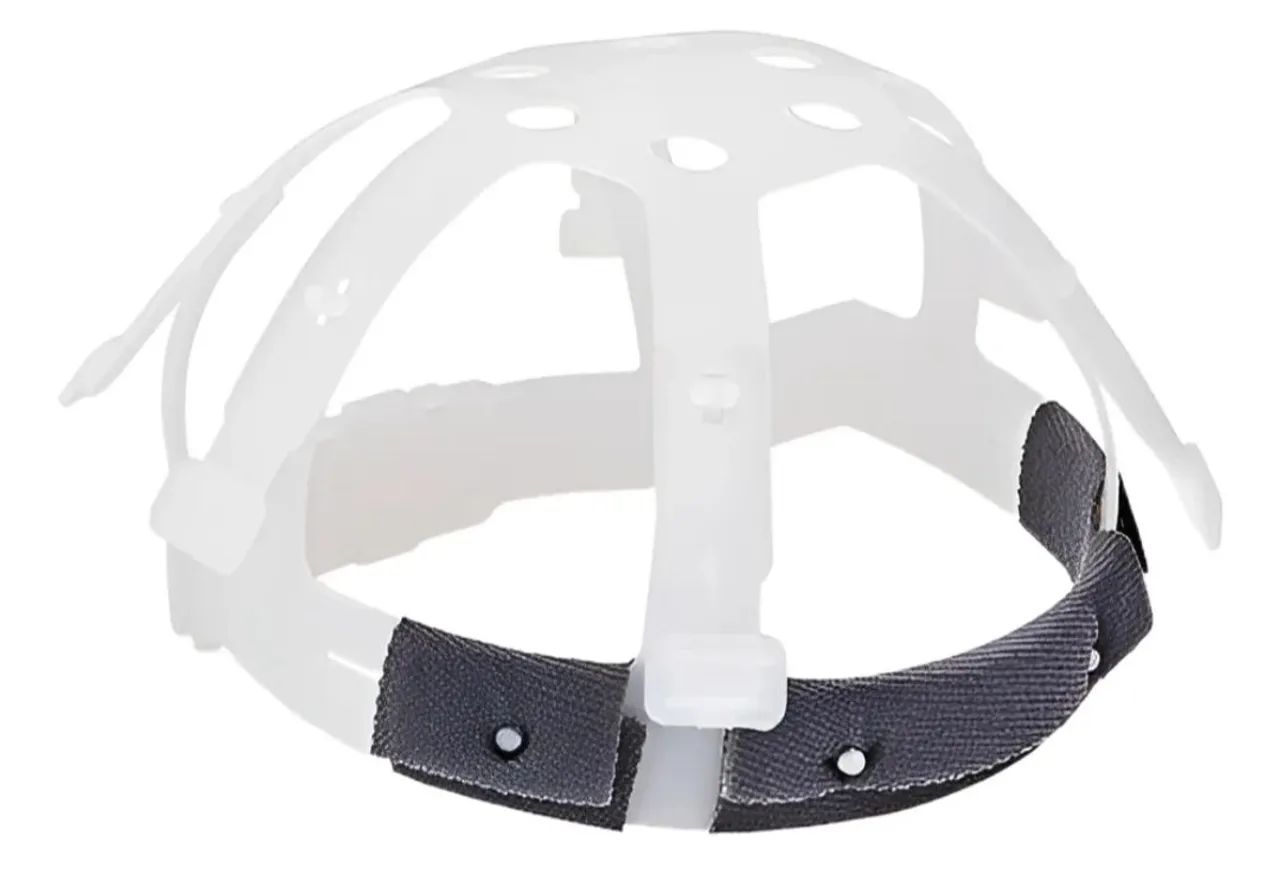 Kit com 5 capacetes aba total com carneira de 6 pontos de amortecimento na cor branca  - Foto 3