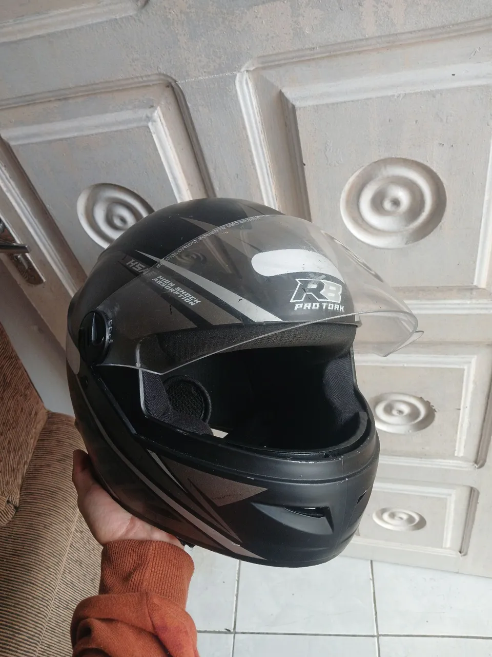 Capacete Pro Tork - Preto e Prata tam 58