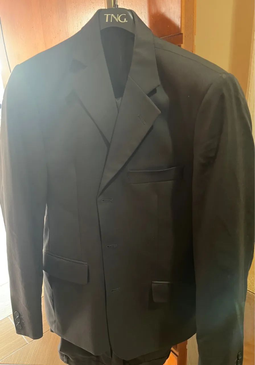 Terno/ Costume cinza risca + cinto couro preto (brinde) - Foto 4
