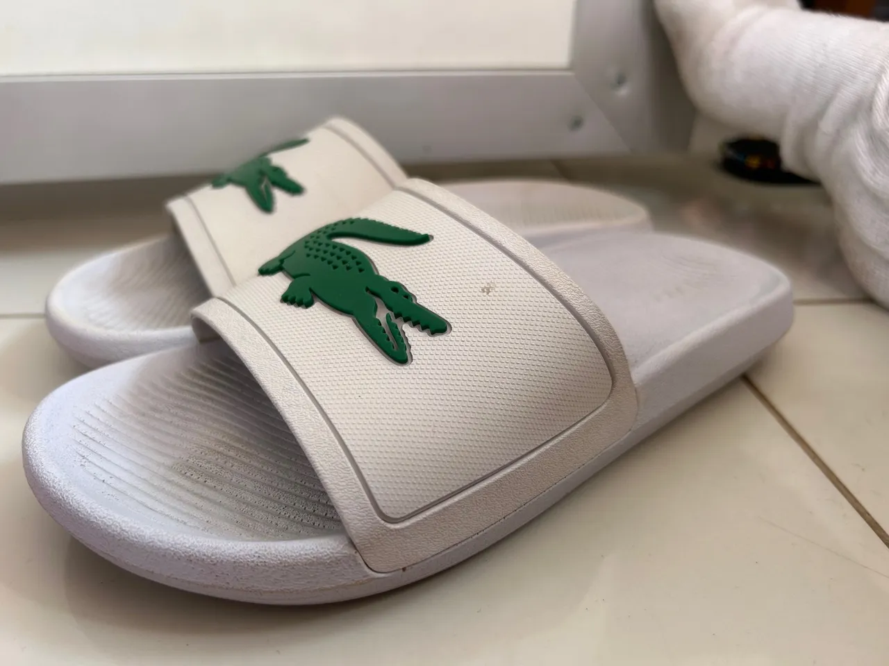 Chinelo Lacoste Branco Original