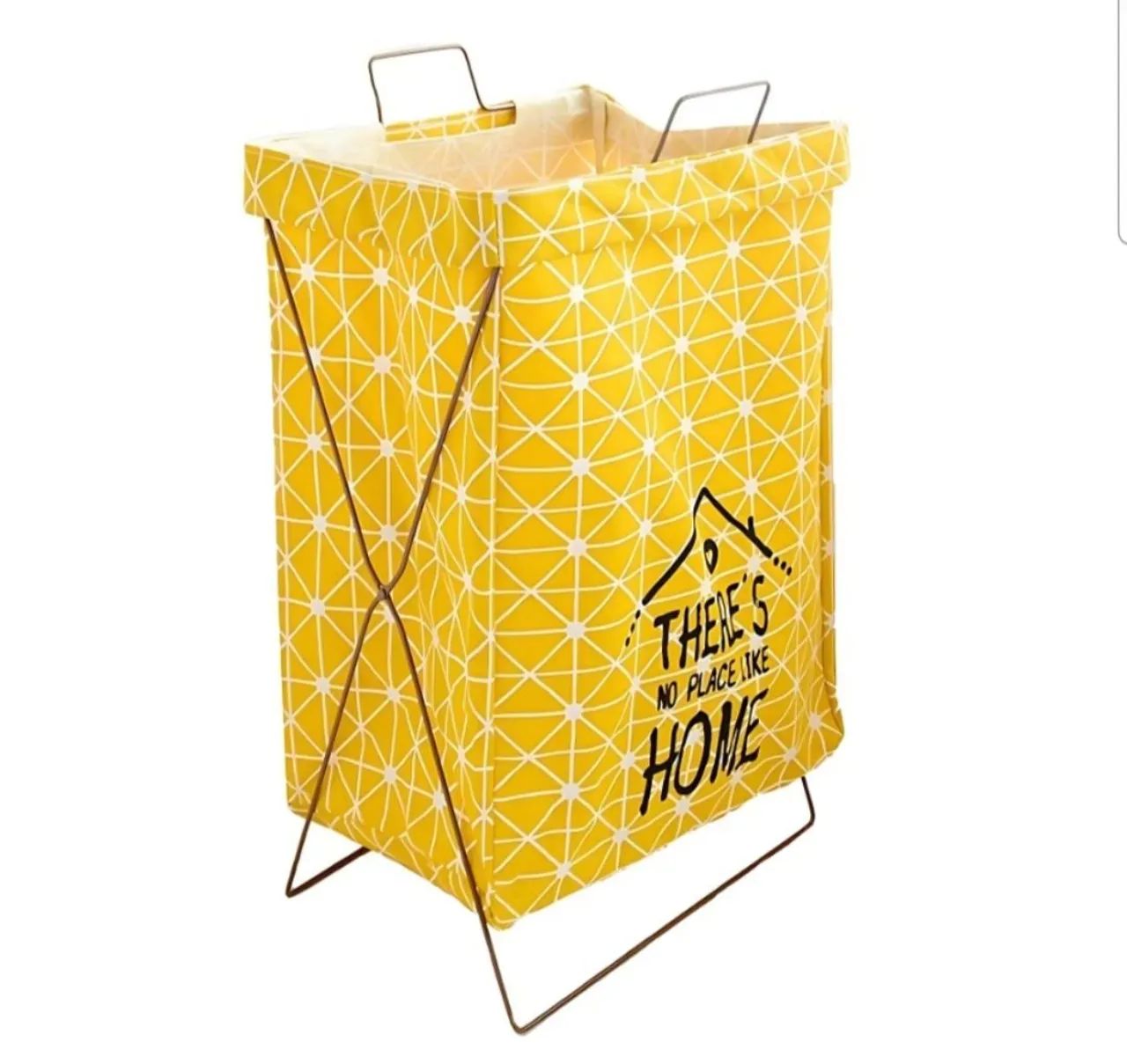 Cesto de roupas de tecido amarelo - cesto de roupas sujas - Foto 2