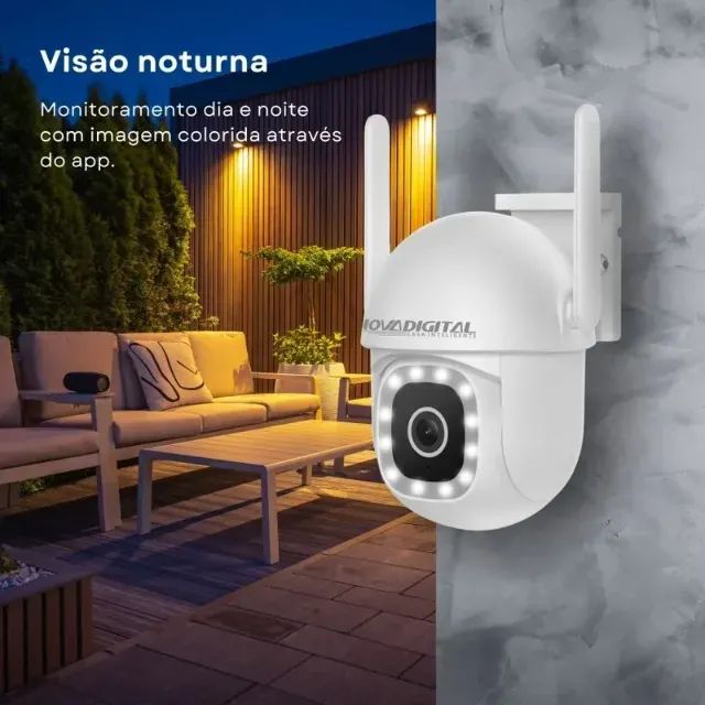 Câmera Segurança Externo Noturno Inteligente Wifi Smart Novadigital CS-G13 Branco - Foto 6
