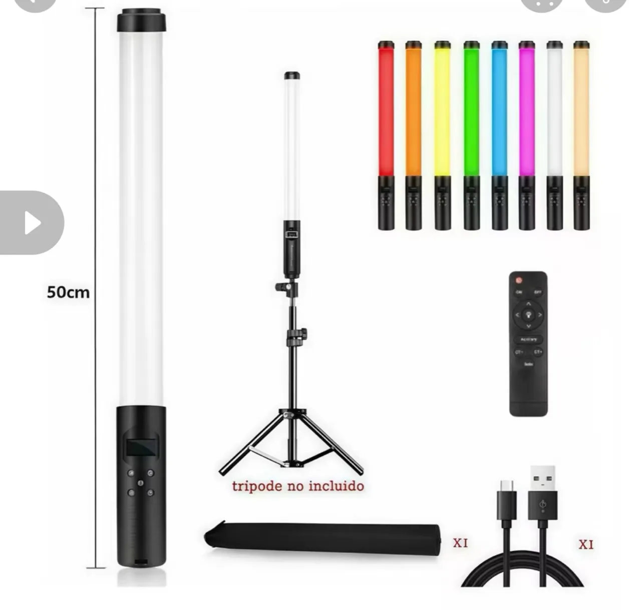 Bastão De Led Fotografia Colorido Rbg Light Stick Portatil