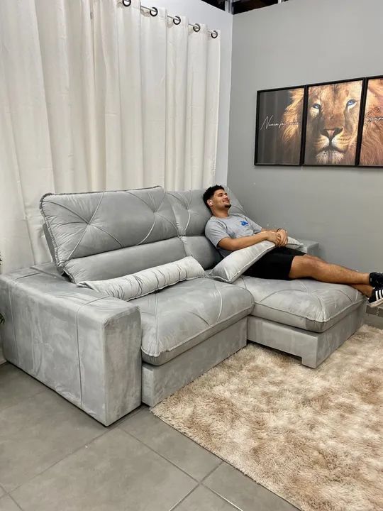 Sofá Retrátil e Reclinável Vick 2,50m Soft Molas Ensacadas p544 - Foto 2