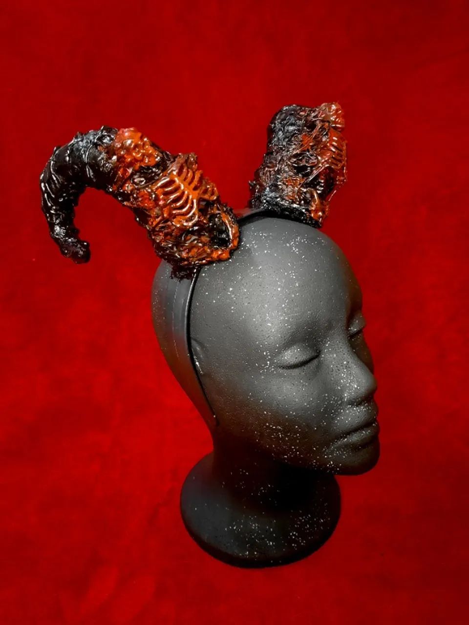 Tiara Headpiece de chifres com esqueleto (RED) - Foto 2