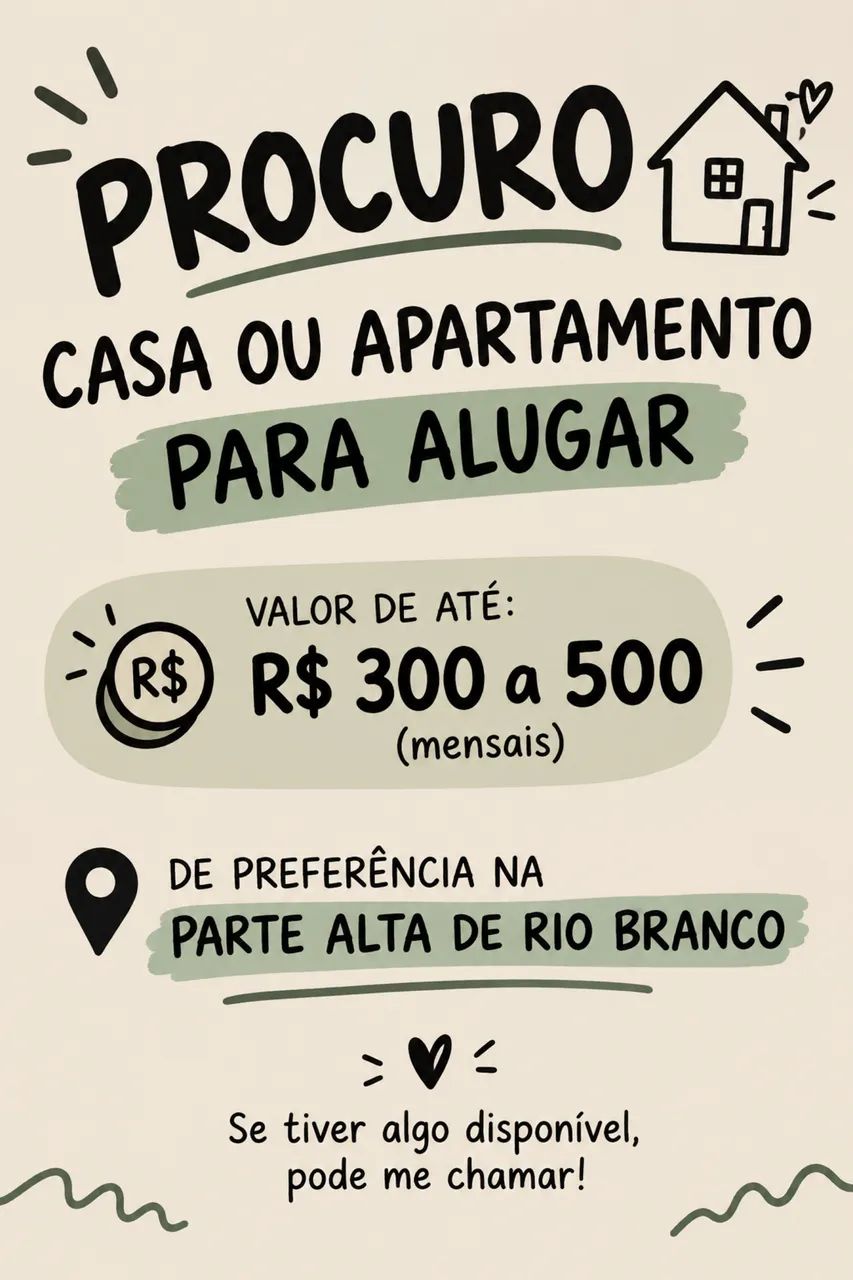 PROCURA-SE CASA OU APARTAMENTO PARA ALUGAR 