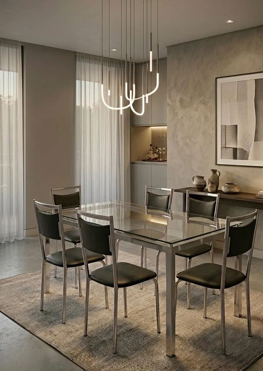 Mesa de jantar de alto padrão 100 % aço inox preço top
