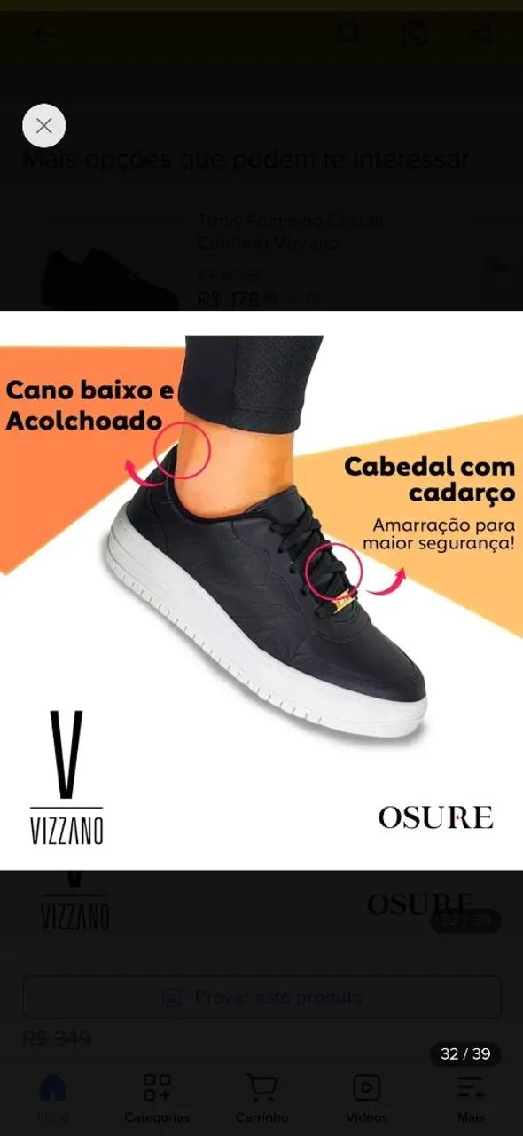 Tênis preto e branco 