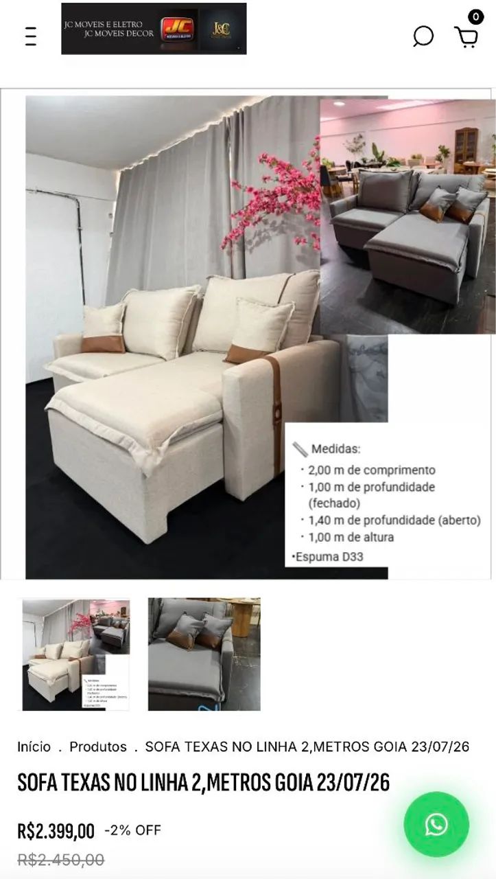SOFA CAMA TEXAS NO LINHO 2.20M - Foto 3