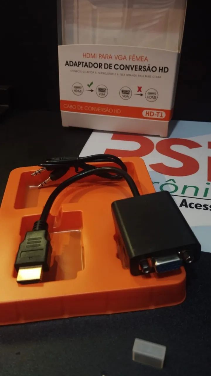 Adaptador de conversão HD HDMI para VGA femea