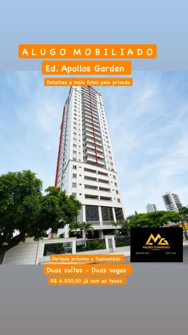 Apto mobiliado para aluguel com 60 m² com 2 suítes - Belém - PA