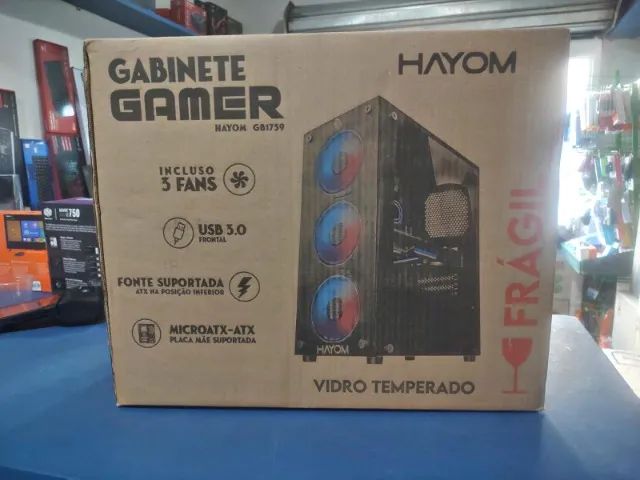 Gabinete Gamer HAYOM GB1759 - Com 3 Fans, Lacrado  - Foto 3