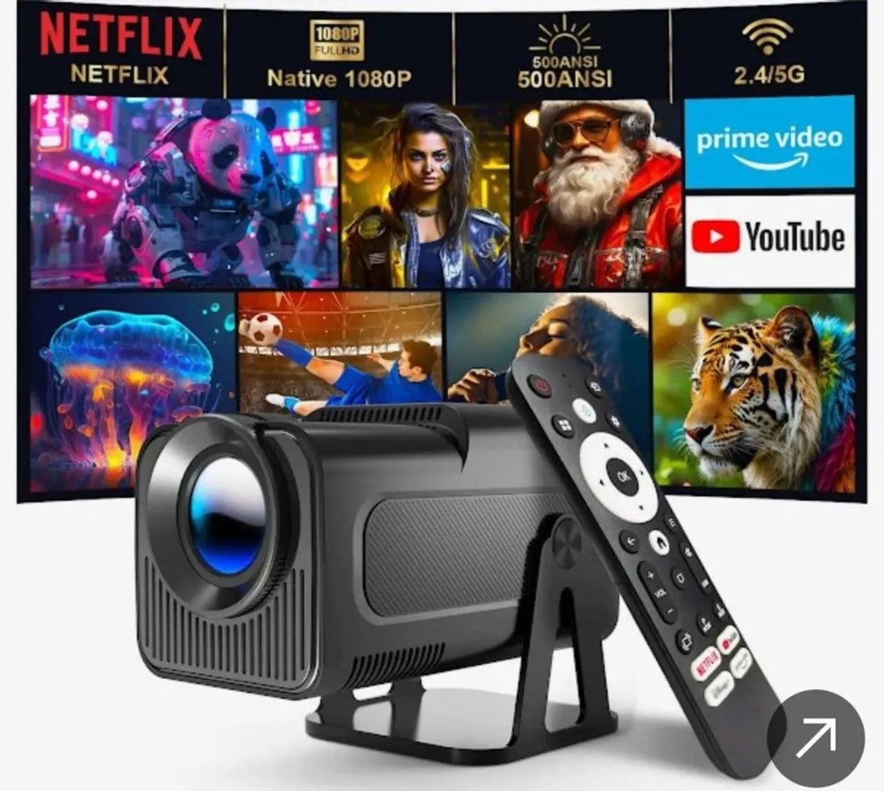 Projetor Ultra HD hy320 até 150 polegadas