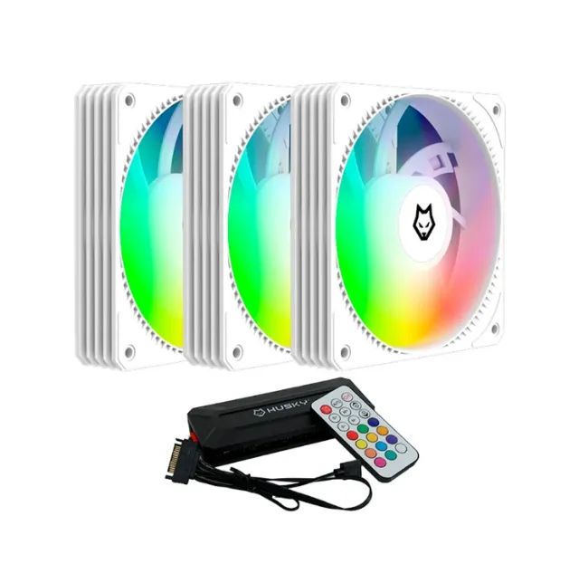 Kit com 3 Ventoinhas Husky Arctic Breeze, 120mm, ARGB, Branco-Loja Fs
