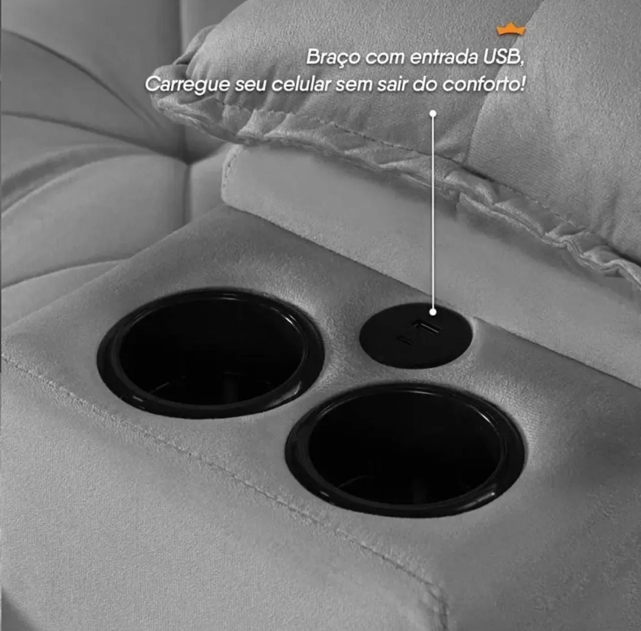 Sofá retrátil com USB e porta copo - Foto 4