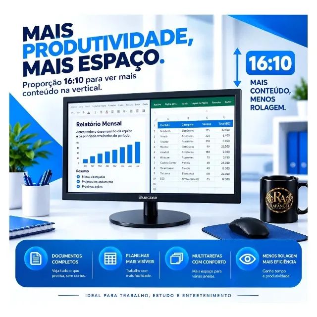 Monitor Led 19 Polegadas Tela 75hz Hdmi Vga Widescreen Preto Novo Loja Coimbra Computadore - Foto 2