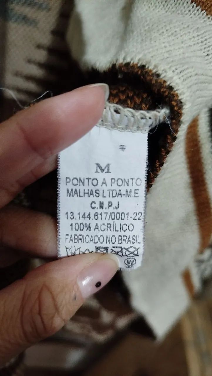 Poncho aberto estampado marrom tamanho M - Foto 4
