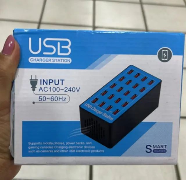 Estação De Carga Inteligente 20 e 30 Portas USB Carregador Múltiplo Com Resfriador e Leds