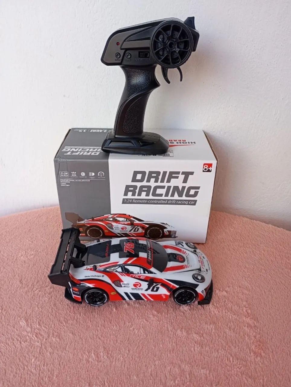 Carrinho Controle Remoto Drift Racing 1:24 + Pneus Extras (Novo na