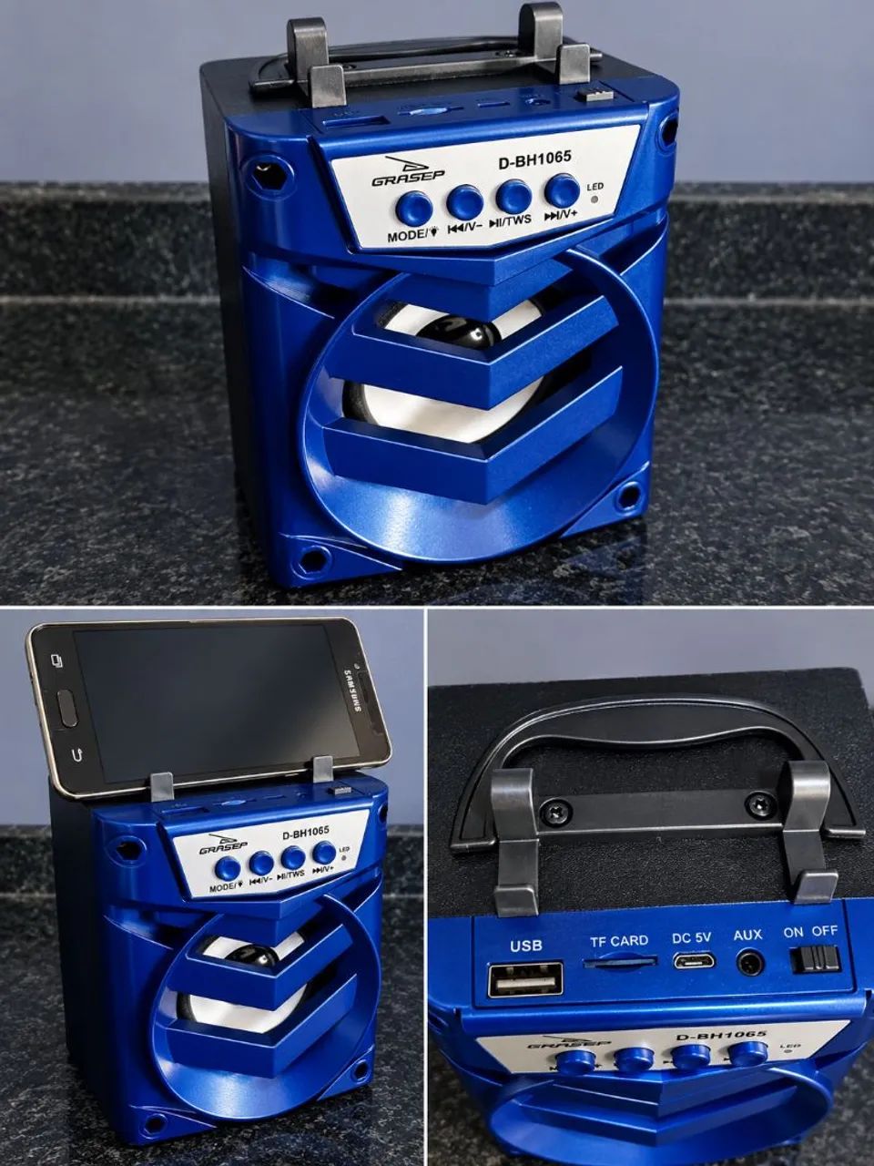 Mini Caixa de Som Bluetooth Potente Azul  - Foto 5
