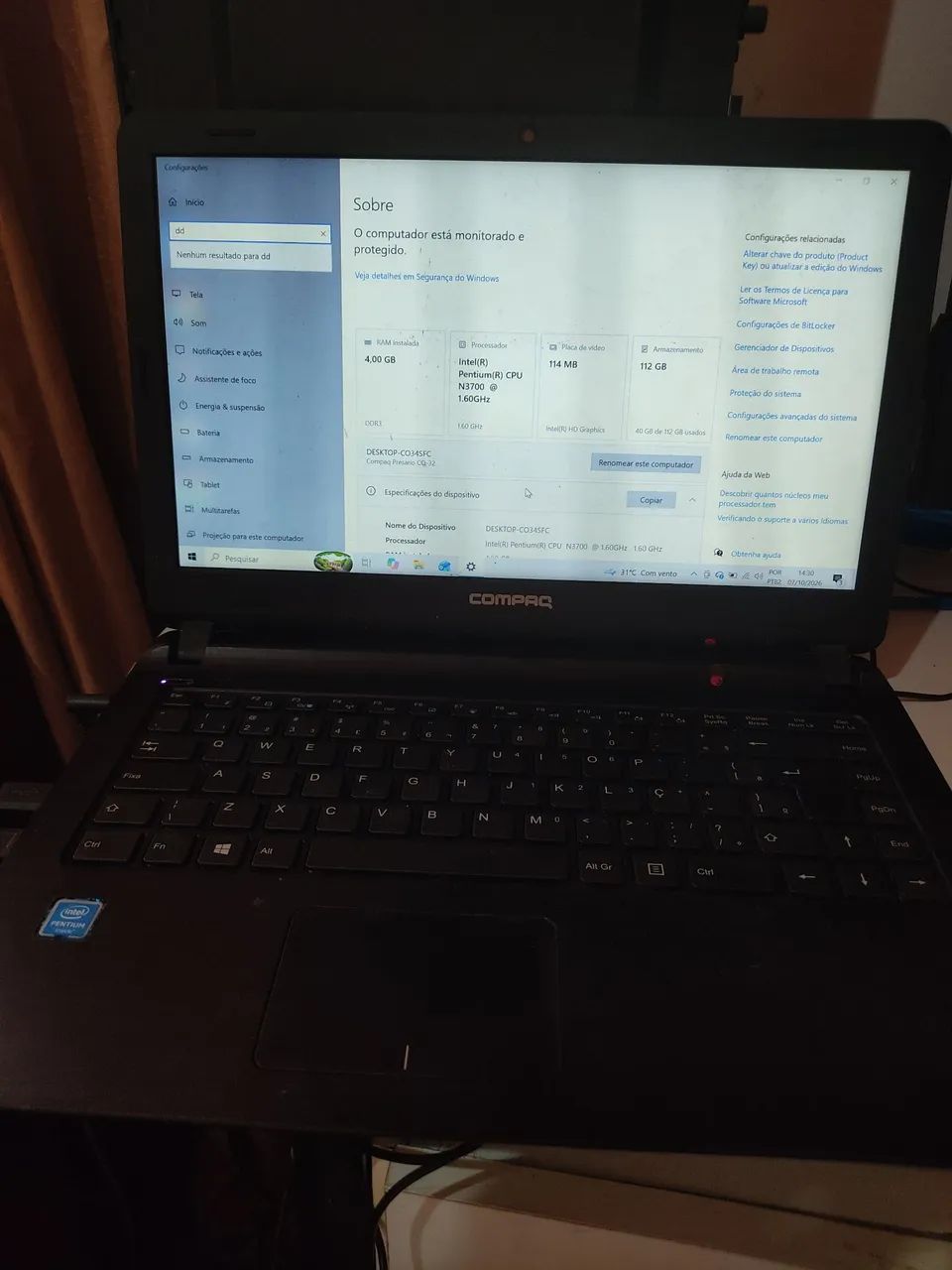 Notebook Compaq + Mouse sem fio - Foto 2