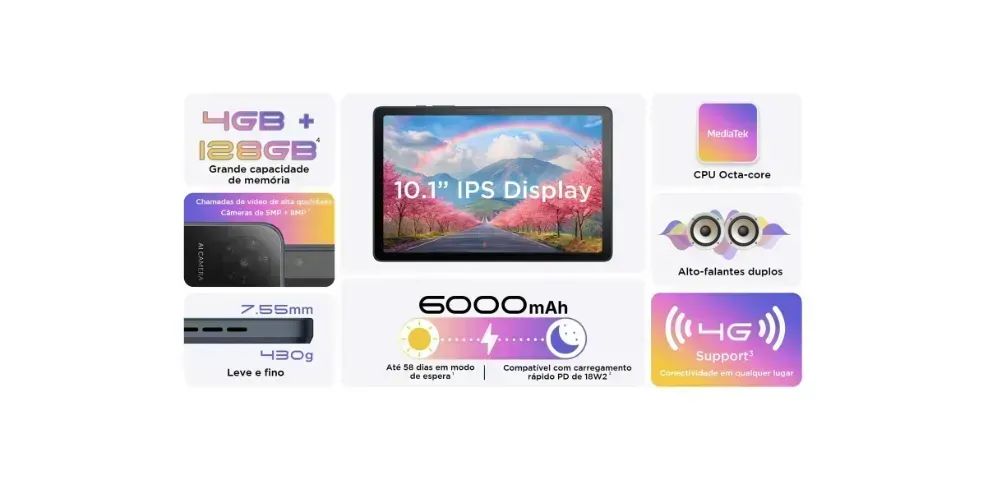 Tcl Tablet Tab 10l Gen 4 - 128gb Rom - 4gb Ram - Lacrado c/ NF - Foto 4