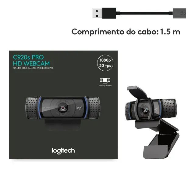 WEBCAM LOGITECH C920E - FULL HD ORIGINAL (3und) - Foto 5