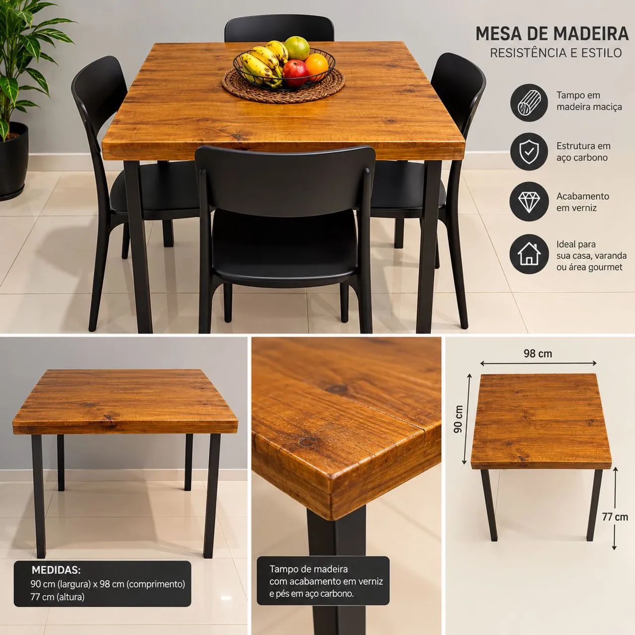 Mesa em Madeira - SEM AS CADEIRAS - Foto 2