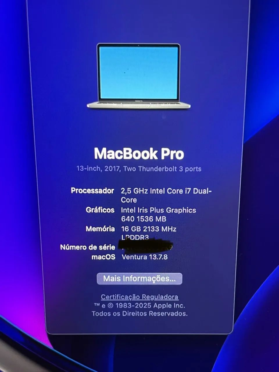 MacBook Pro 2017 Retina - Apple - 1Tb/16Gb Ram. 