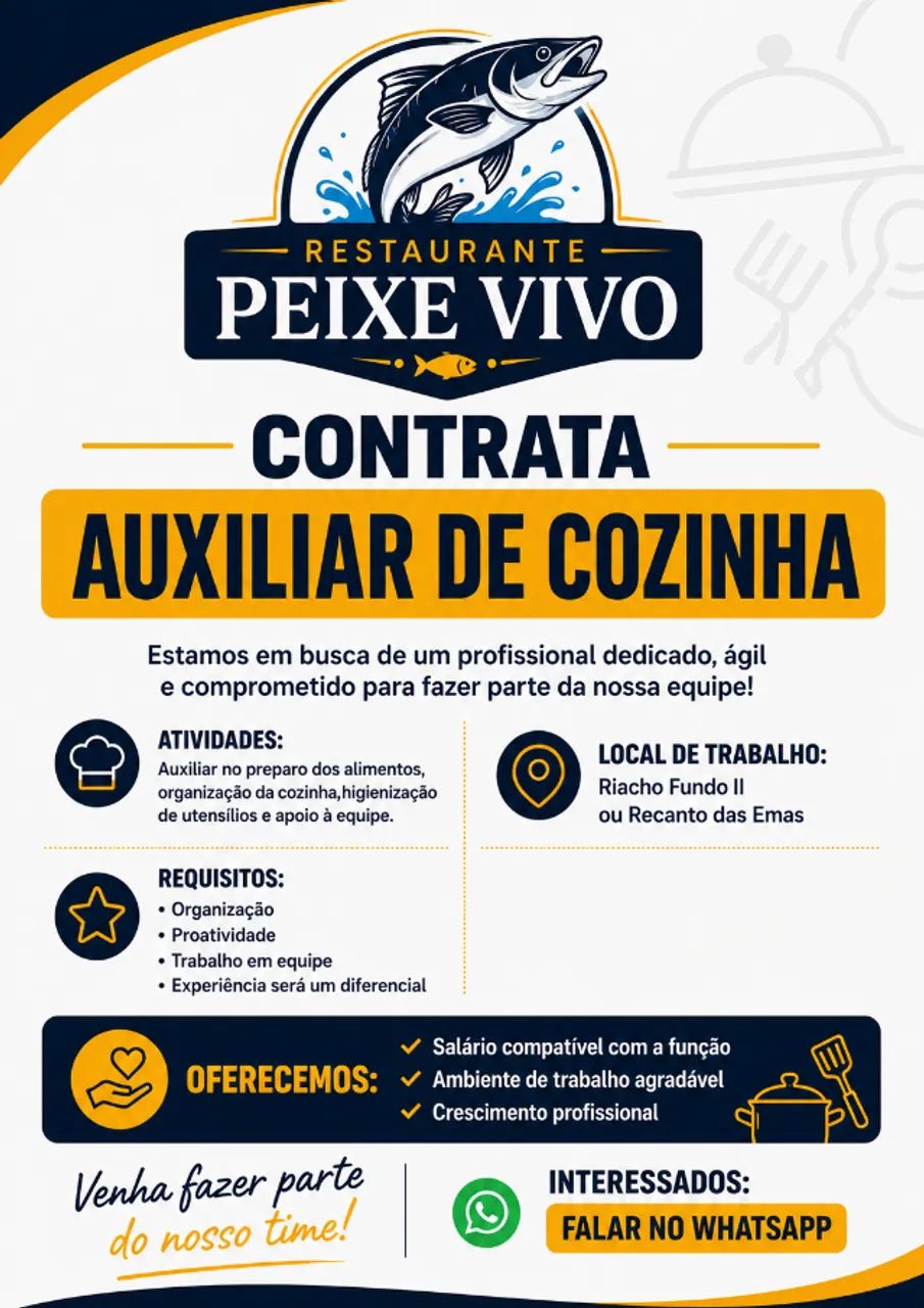 Vagas pra auxiliar de cozinha