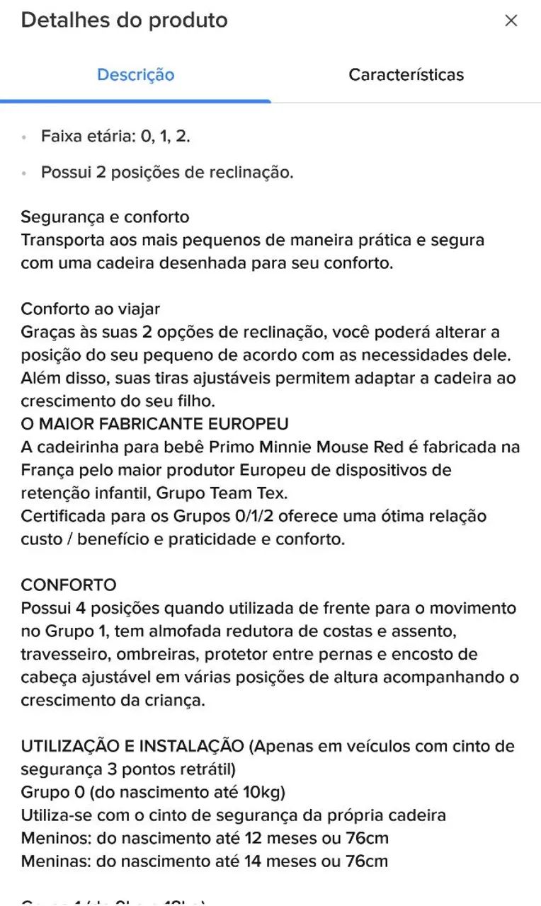 Cadeirinha para automóveis da Minnie  - Foto 3