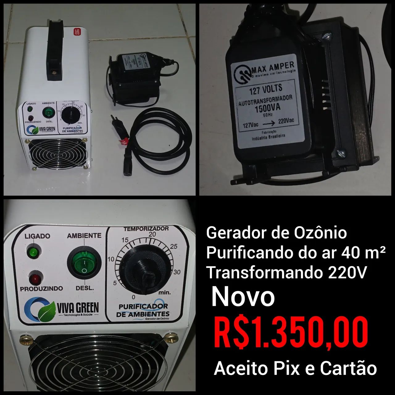 Gerador de Ozônio para Ambientes e Automotivo