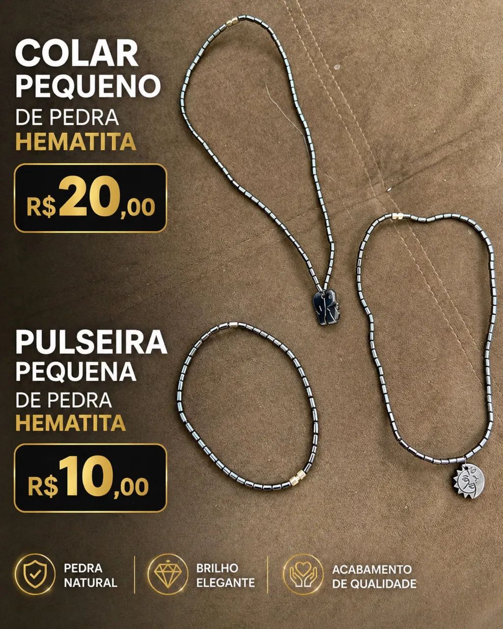 Colar e Pulseira - Hematita