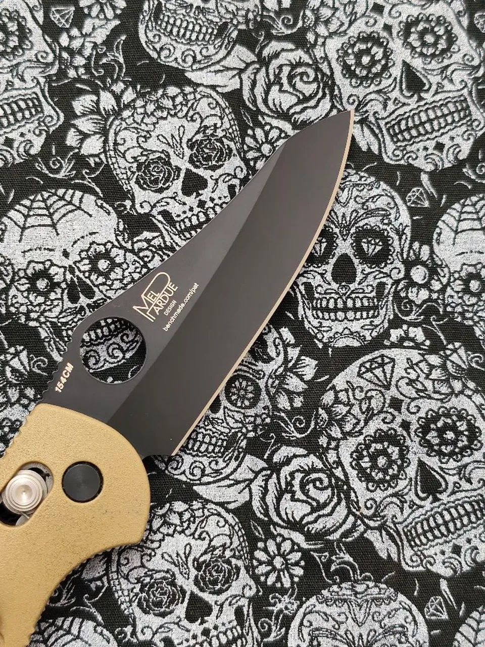 Canivete Benchmade Mini Griptilian #555BKHGSN Black Sheepsfoot Blade Plain,Sand Handle USA - Foto 3