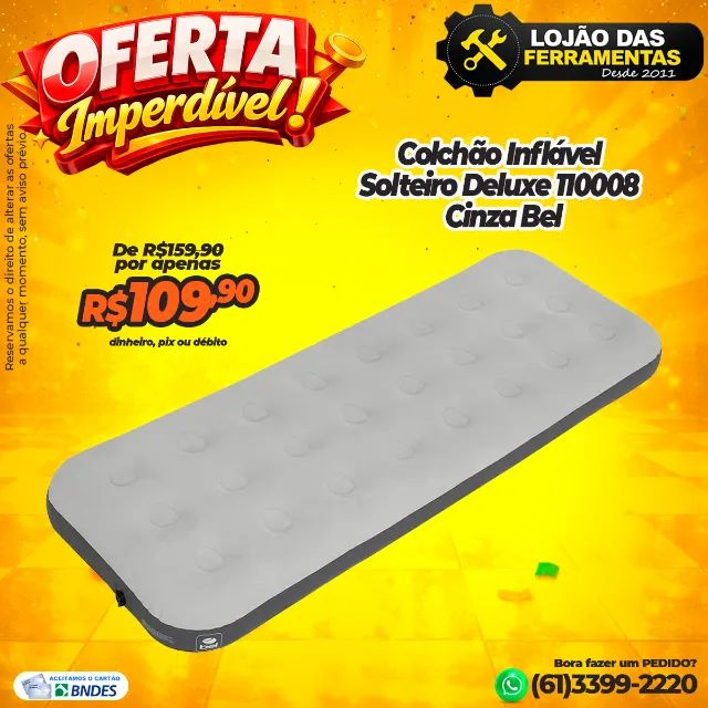 Colchão Inflável Solteiro Deluxe Cinza Bel