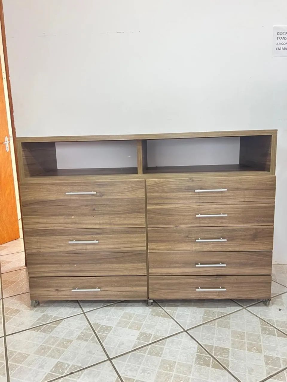 Balcão / Armário MDF com 10 Gavetas e Rodinhas - 1,50m