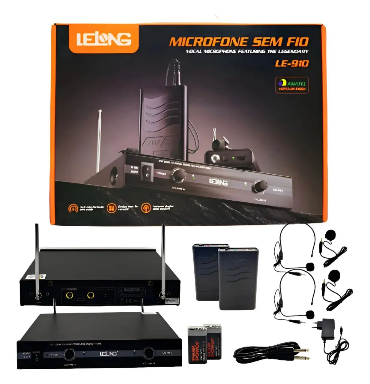 MICROFONE SEM FIO LEONG LE-910 - DUPLO (2 UNIDADES)