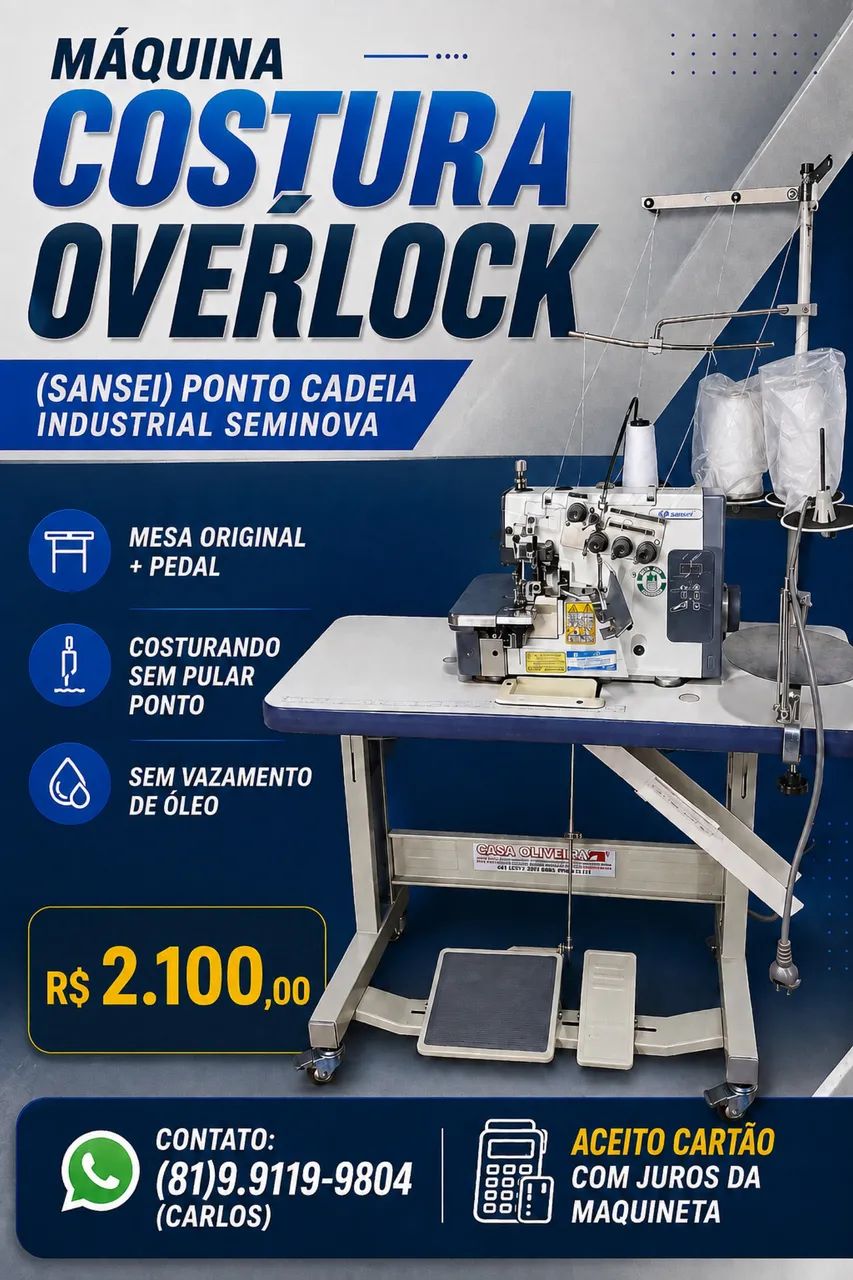 MÁQUINAS DE COSTURA INDUSTRIAL SEMINOVAS