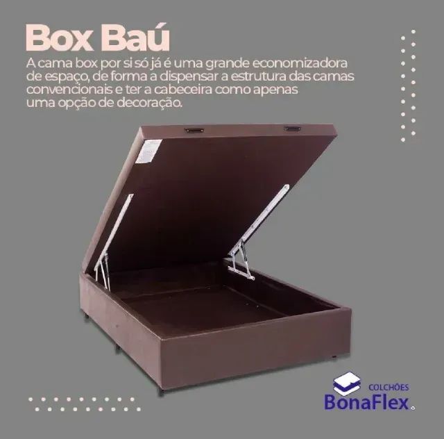 Base Box Bau Casal 138x188x42 - Bonaflex - Foto 2