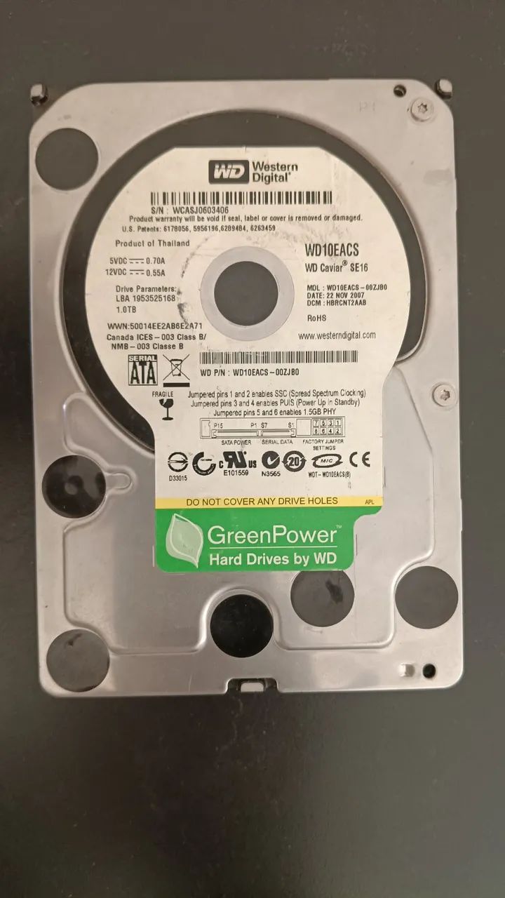 HD WESTERN DIGITAL 1TB - SATA II