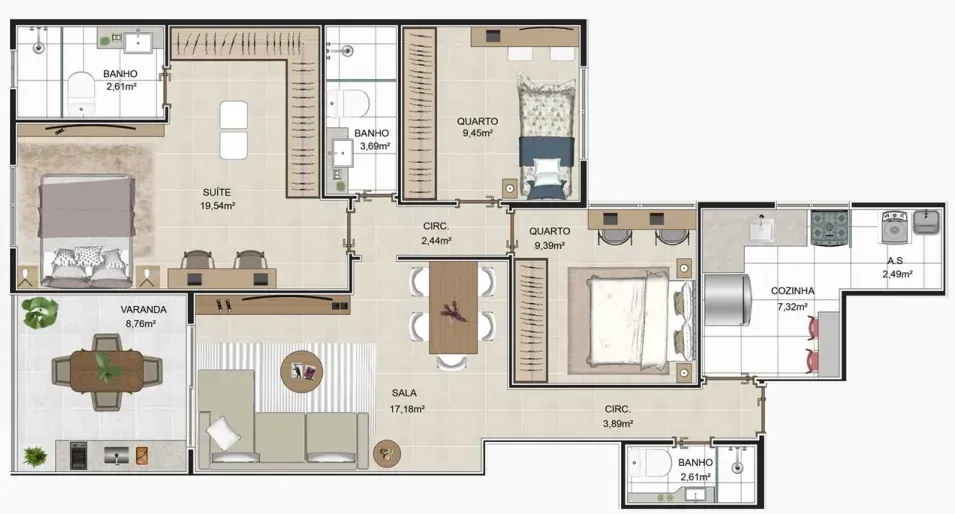 PLANTA 91m²