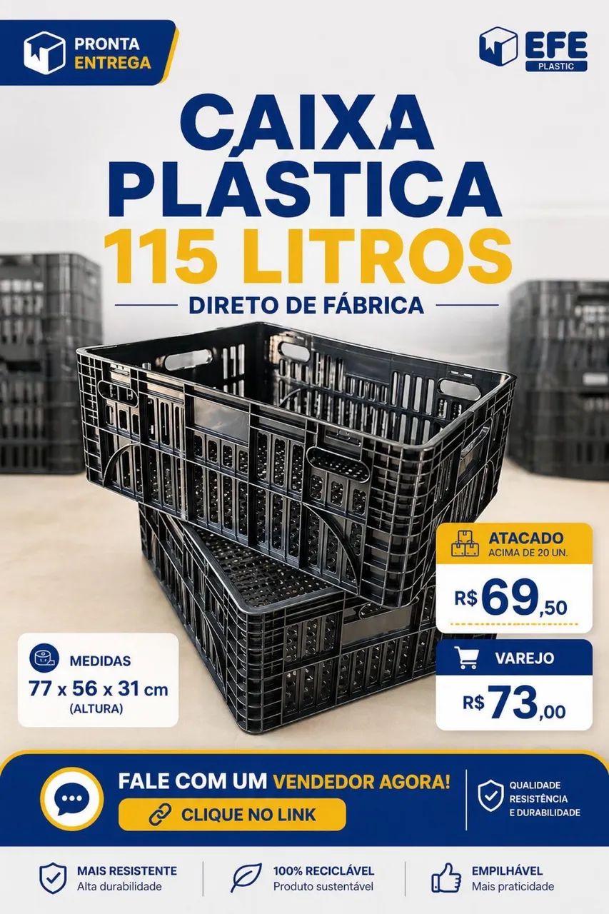 Caixa plástica 115 litros 