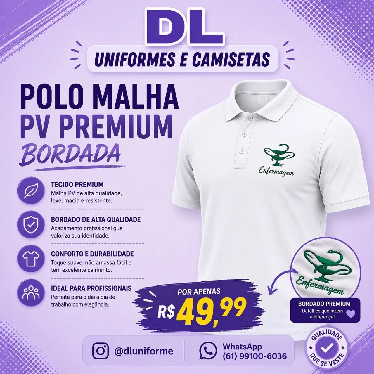 Gola Polo Bordada - Profissões - faculdade e cursos  - Foto 3