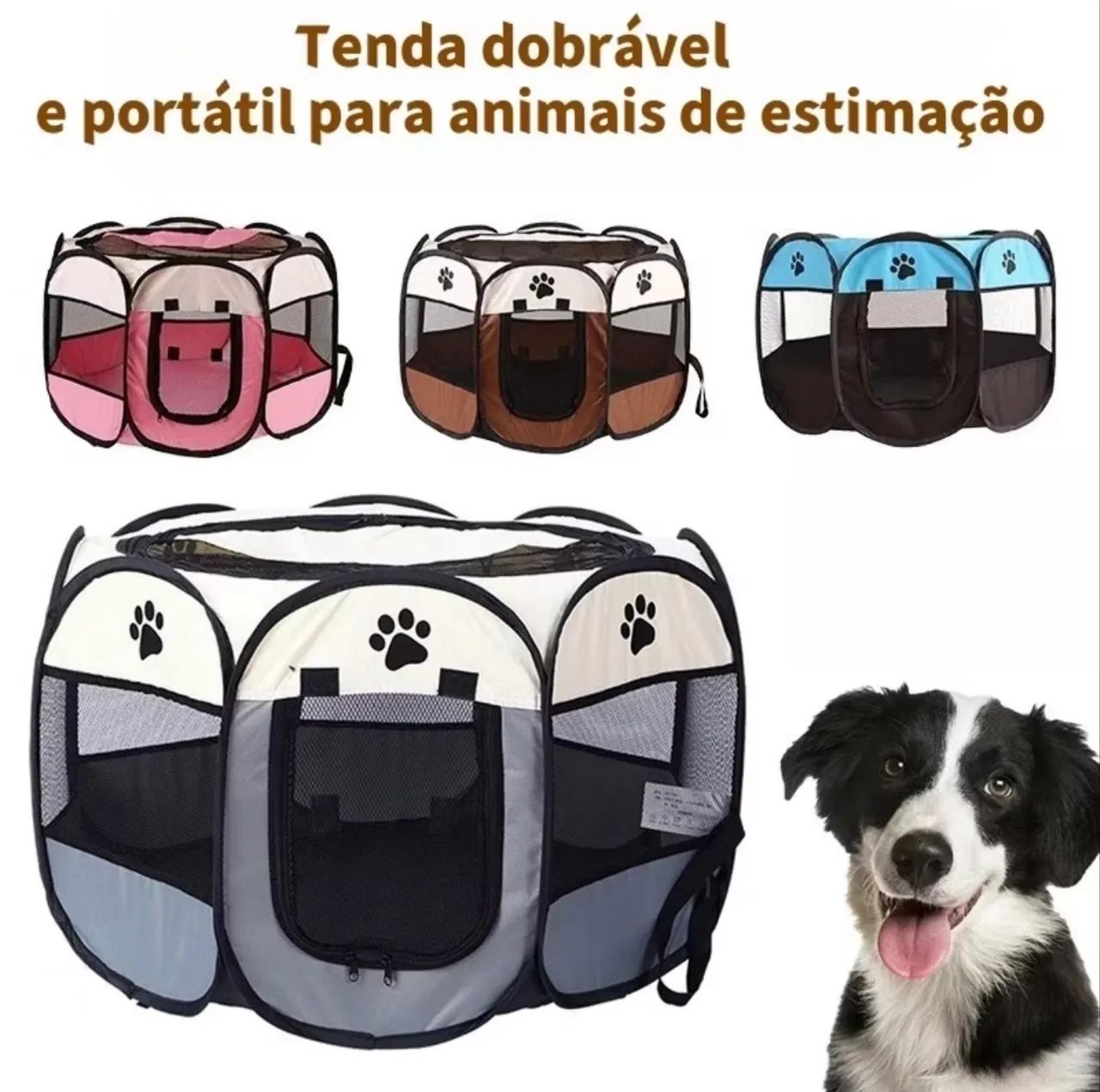 Cercadinho pet rosa dobrável tamanho G  - Foto 2